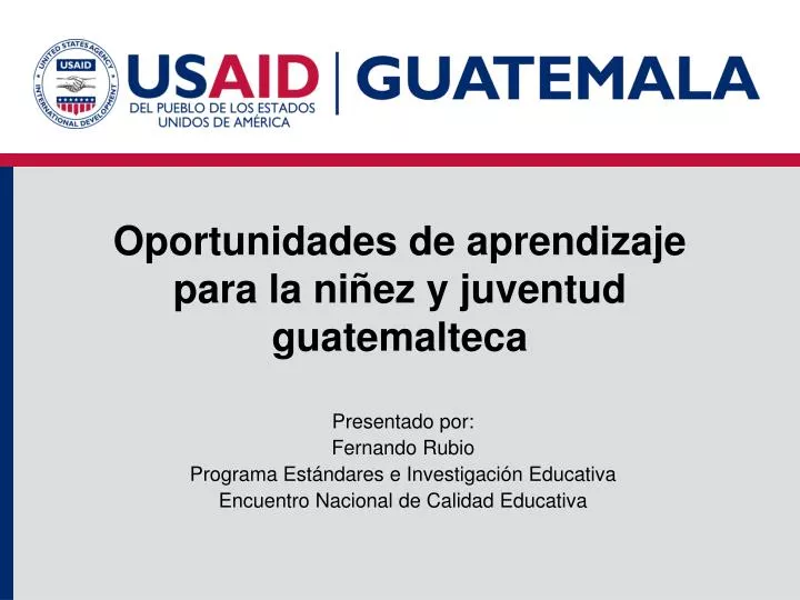 oportunidades de aprendizaje para la ni ez y juventud guatemalteca