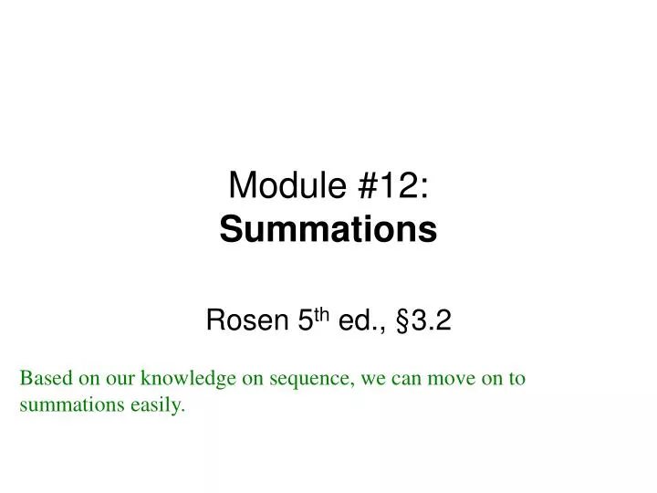 module 12 summations