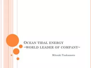 Ocean tidal energy ~ world leader of company~