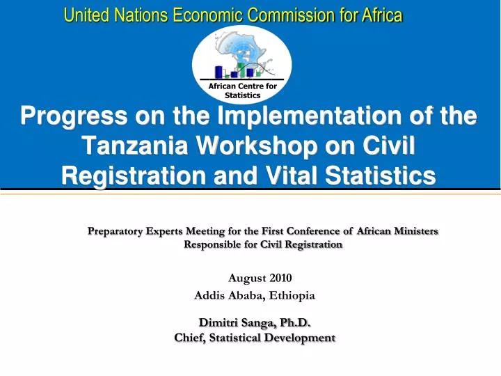 progress on the implementation of the tanzania workshop on civil registration and vital statistics