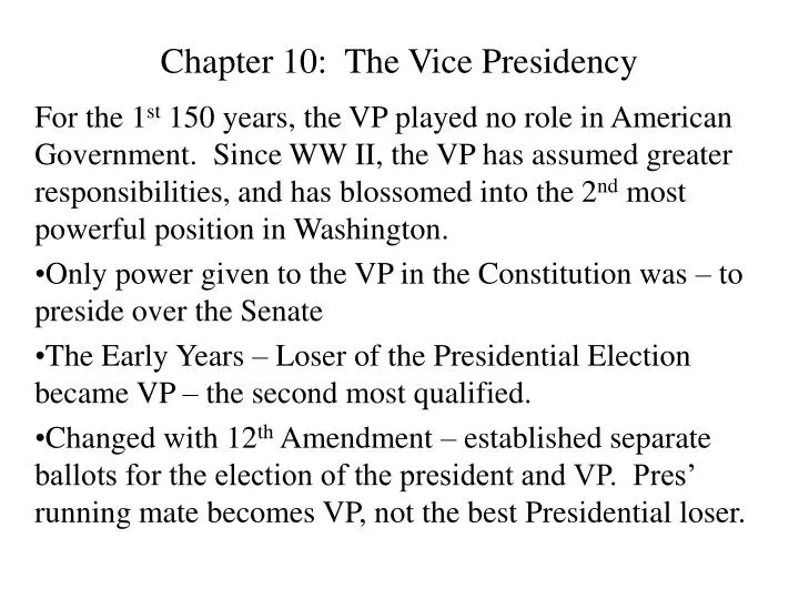chapter 10 the vice presidency