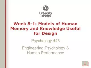 Week 8-1: Models of Human Memory and Knowledge Useful for Design