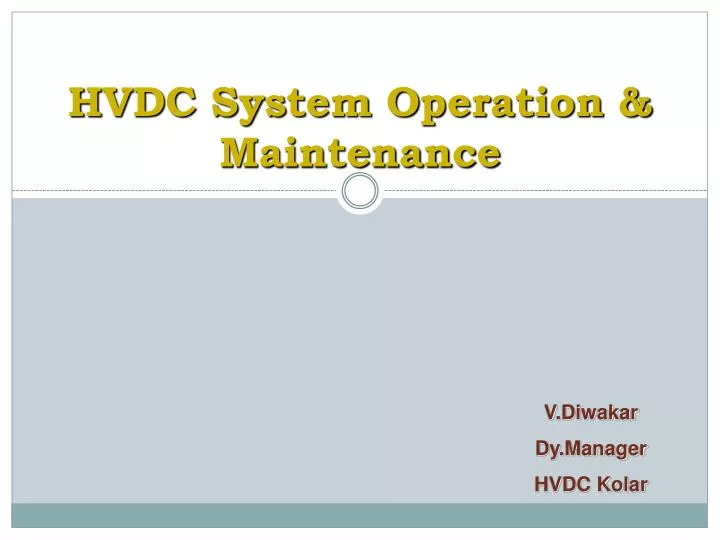 hvdc system operation maintenance