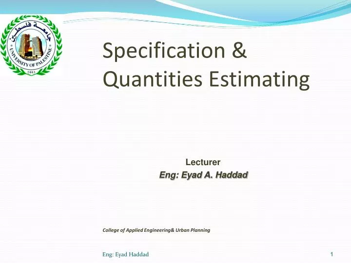 specification quantities estimating
