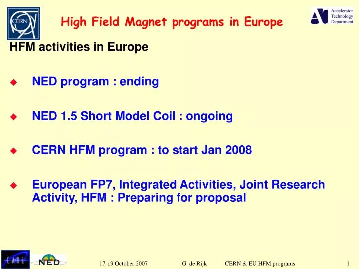 high field magnet programs in europe