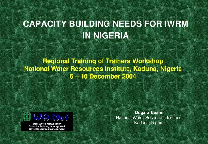 capacity building needs for iwrm in nigeria