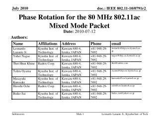 Phase Rotation for the 80 MHz 802.11ac Mixed Mode Packet