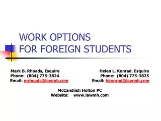 WORK OPTIONS FOR FOREIGN STUDENTS