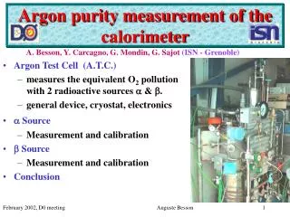 Argon purity measurement of the calorimeter