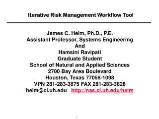 Iterative Risk Management Workflow Tool