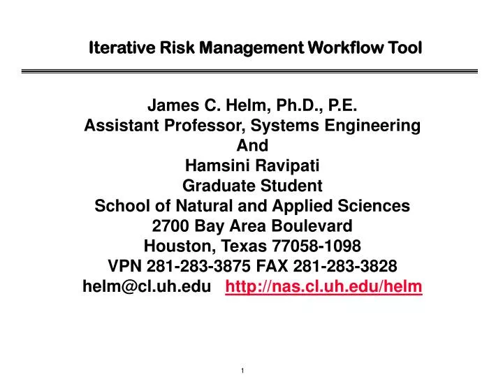iterative risk management workflow tool