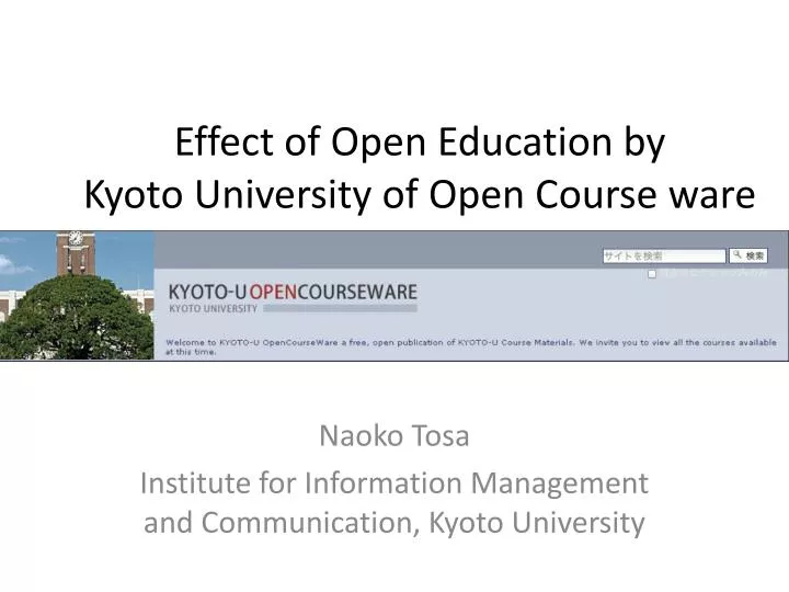 effect of open education by kyoto university of open course ware