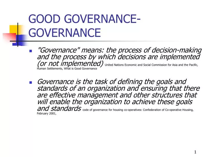 good governance governance