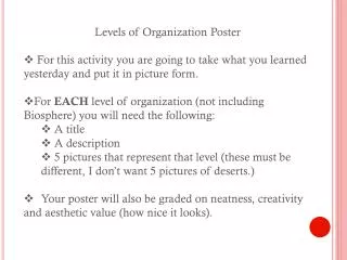 Levels of Organization Poster