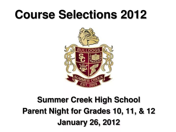 course selections 2012