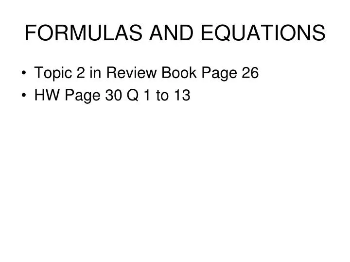 formulas and equations