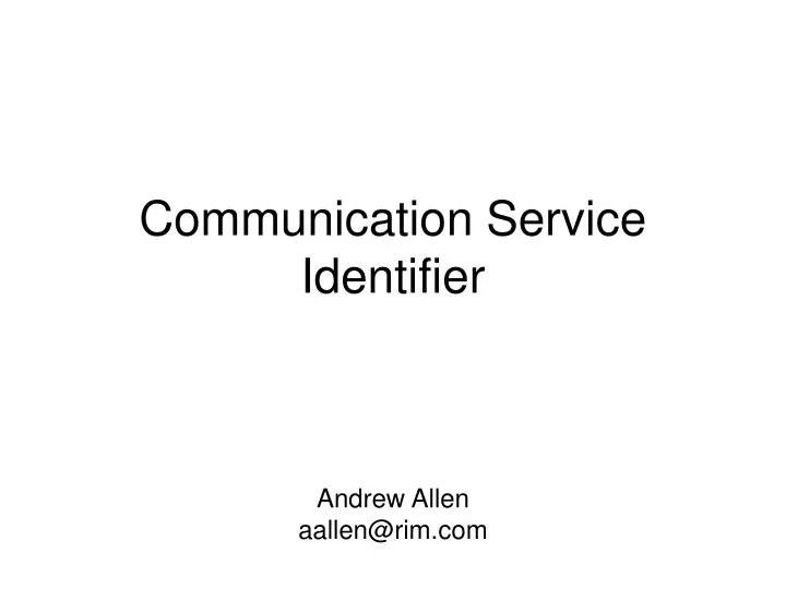 communication service identifier