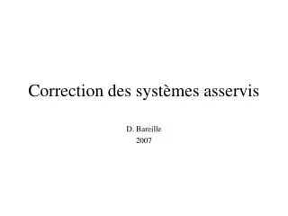 correction des syst mes asservis