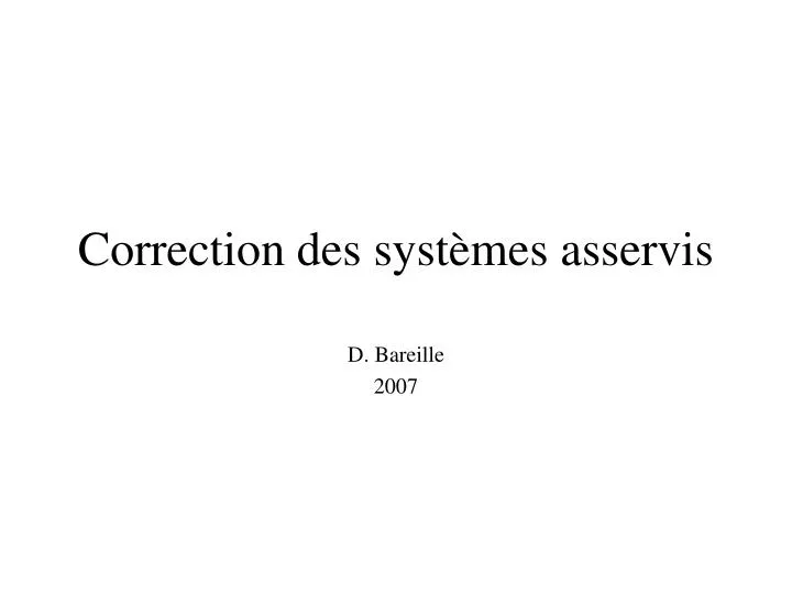 correction des syst mes asservis