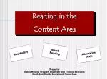 Reading in the Content Area - slide 1