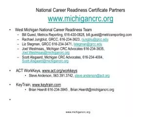 National Career Readiness Certificate Partners michigancrc