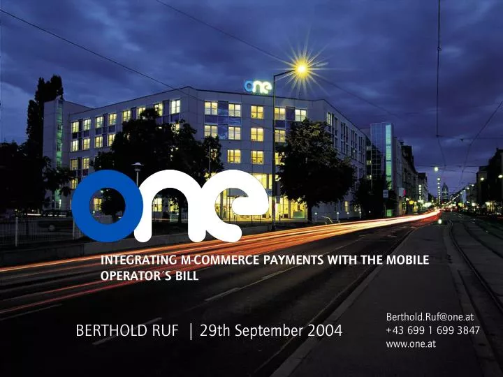 integrating m commerce payments with the mobile operator s bill berthold ruf 29th september 2004