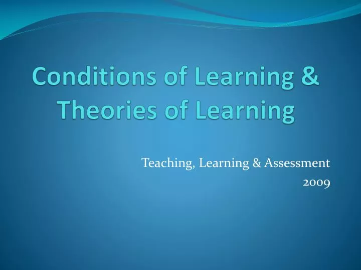 conditions of learning theories of learning