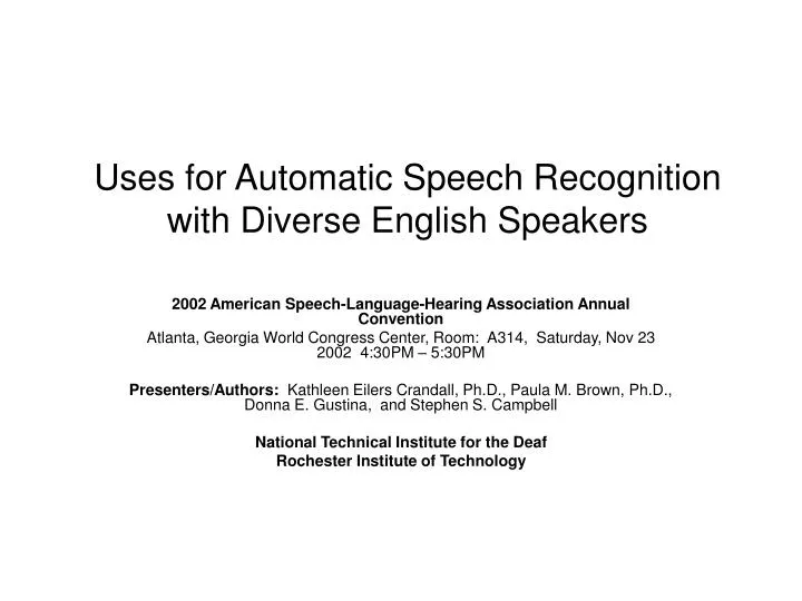 uses for automatic speech recognition with diverse english speakers