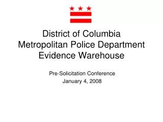 District of Columbia Metropolitan Police Department Evidence Warehouse