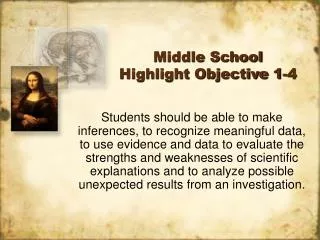 Middle School Highlight Objective 1-4
