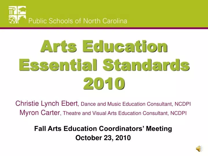 arts education essential standards 2010