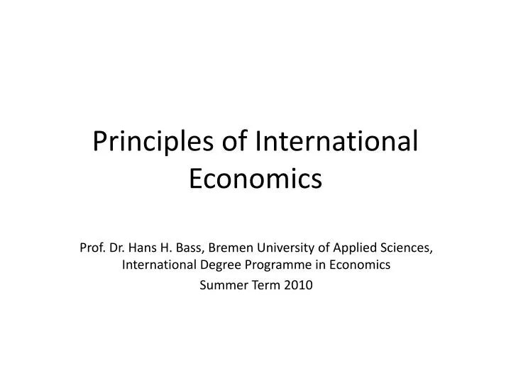 principles of international economics