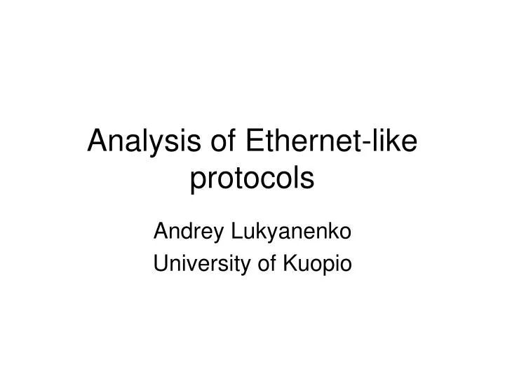 analysis of ethernet like protocols