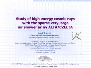 Study of high energy cosmic rays with the sparse very large air shower array ALTA/CZELTA