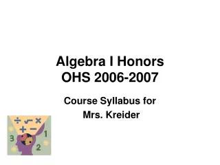 Algebra I Honors OHS 2006-2007