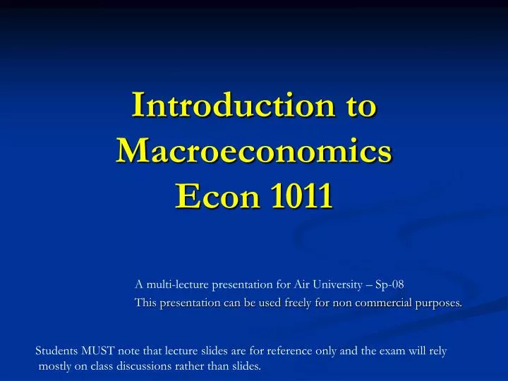 introduction to macroeconomics econ 1011