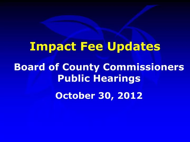 impact fee updates