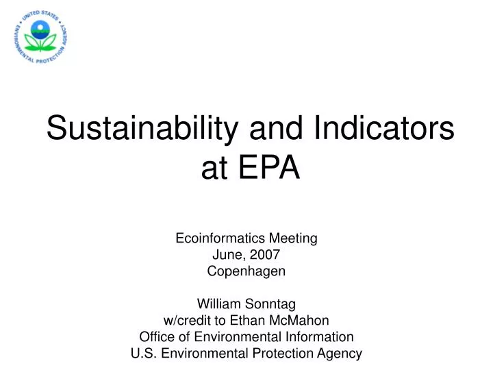 sustainability and indicators at epa
