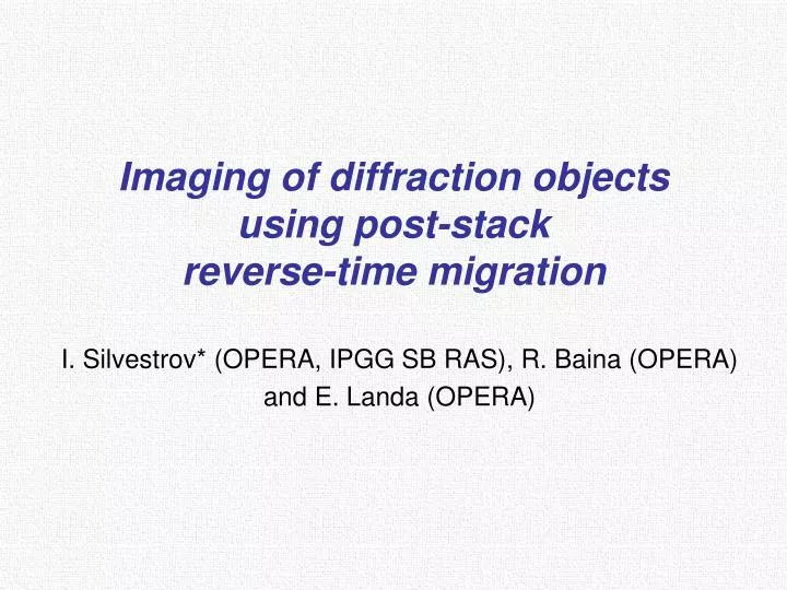 imaging of diffraction objects using post stack reverse time migration