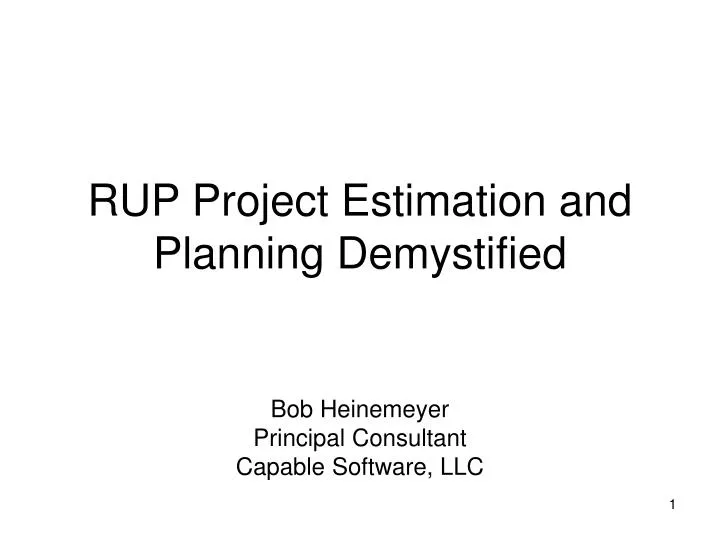rup project estimation and planning demystified