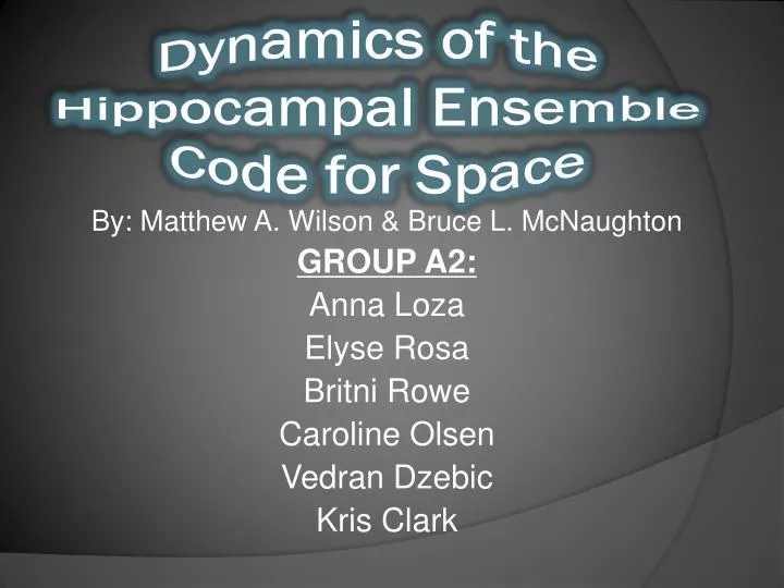 dynamics of the hippocampal ensemble code for space