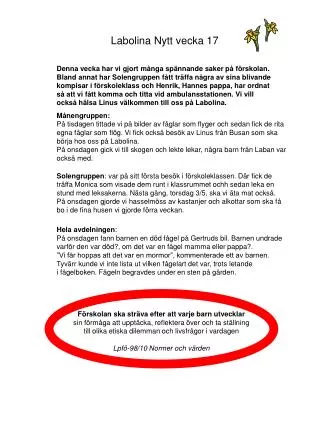 labolina nytt vecka 17