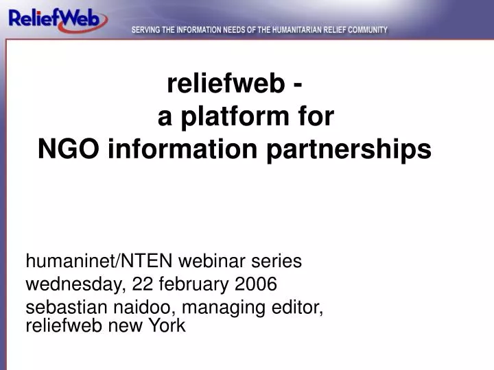reliefweb a platform for ngo information partnerships
