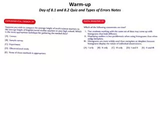 Warm-up Day of 8.1 and 8.2 Quiz and Types of Errors Notes