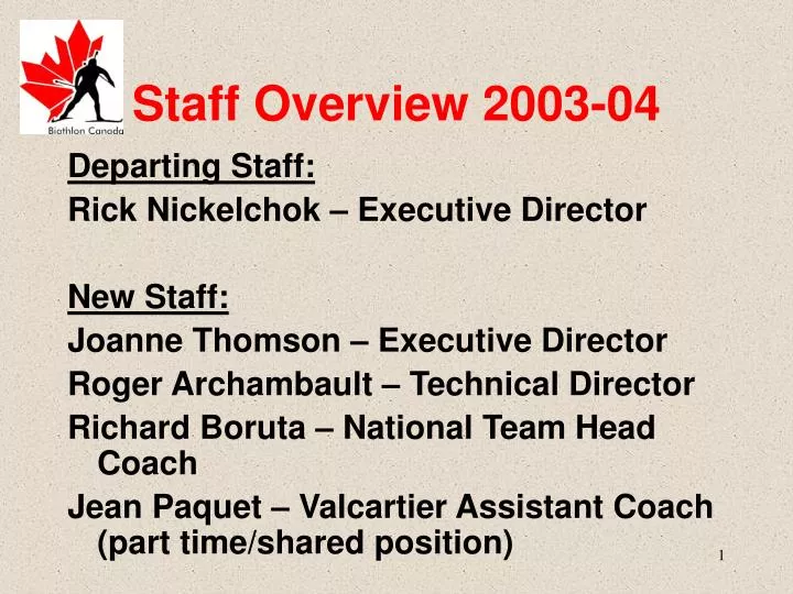 staff overview 2003 04