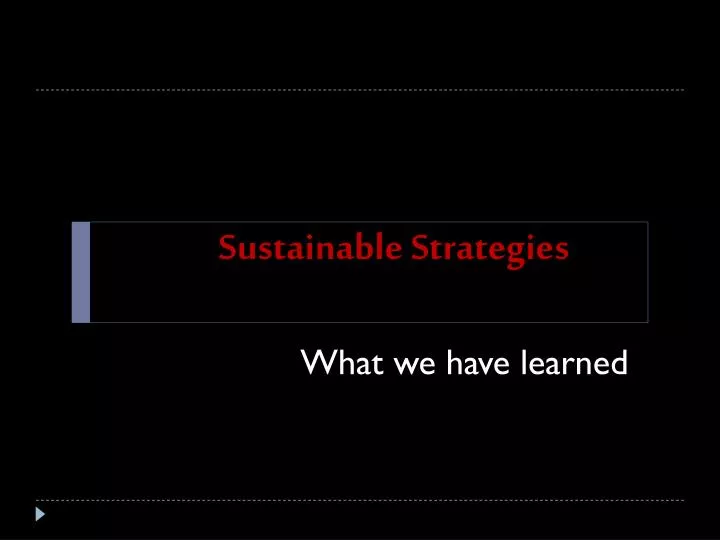 sustainable strategies