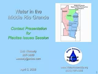 Water in the Middle Rio Grande Context Presentation for Placitas Issues Session