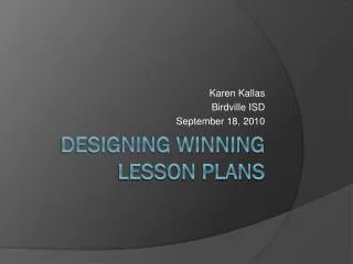 Designing Winning Lesson Plans