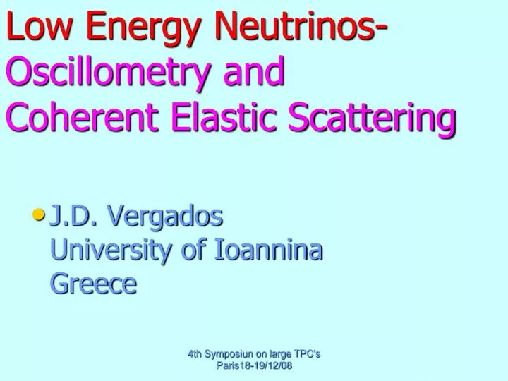 low energy neutrinos oscillometry and coherent elastic scattering