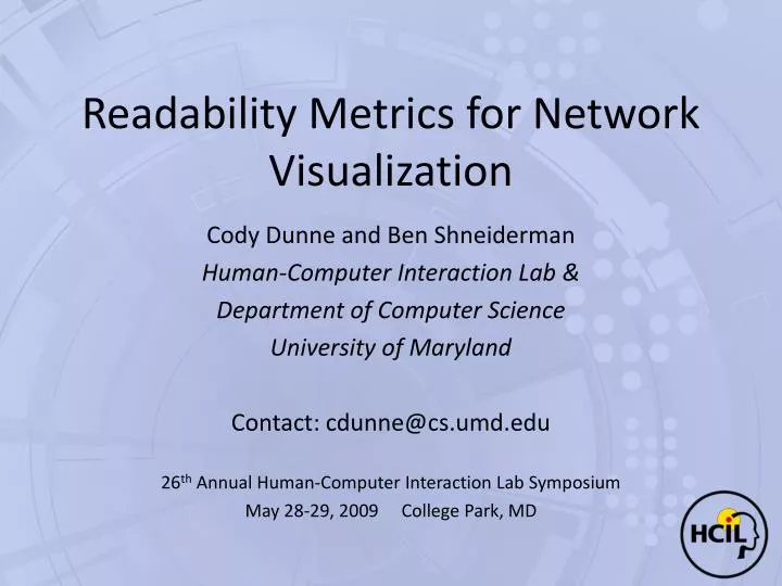 readability metrics for network visualization